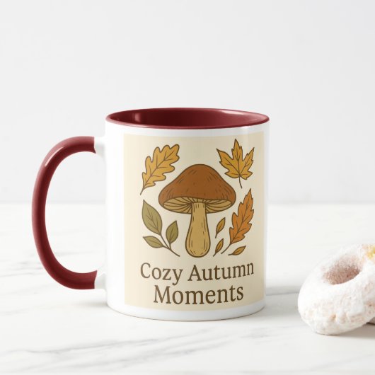 Cozy Autumn Moments Mug | Mushroom & Fall Leaves D マグカップ (ドーナツ)