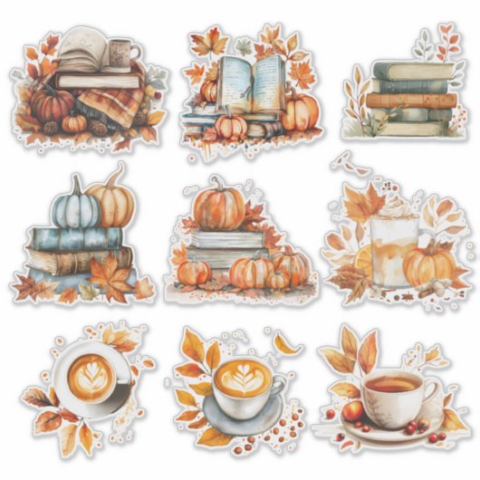 Cozy Autumn Moments – Whimsical Fall Sticker Set シール (正面)