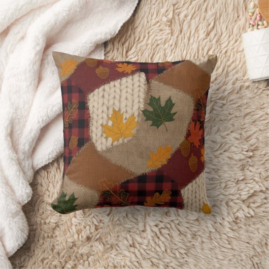 Cozy Autumn Patchwork クッション (ブランケット)