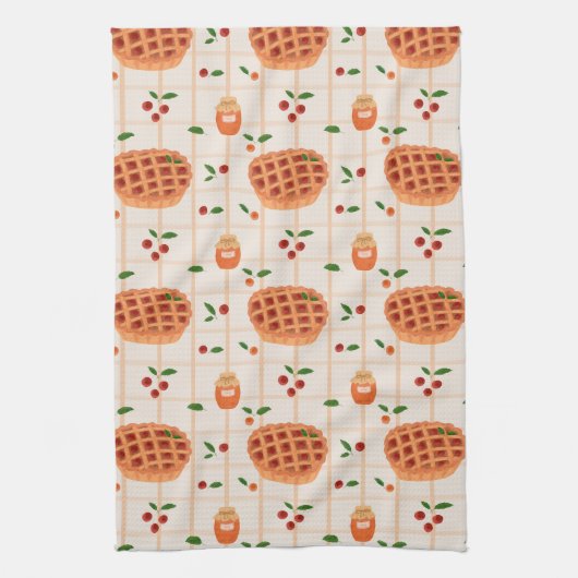 Cozy Autumn Pie and Jam Pattern キッチンタオル (縦)