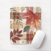 Cozy Autumn Plaid & Leaves | Mousepad マウスパッド (マウス)