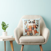 Cozy Autumn Raccoon Patchwork Quilt クッション (椅子)