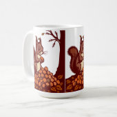 Cozy Autumn Squirrel Mug - Fall Harvest Coffee Cup コーヒーマグカップ (正面左)