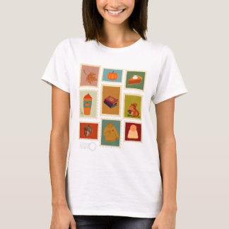 Cozy Autumn Stamp Collage Fall Aesthetic T-Shirt Tシャツ