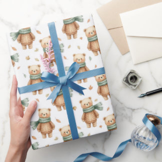 Cozy Autumn Teddy Bear Nursery ラッピングペーパー