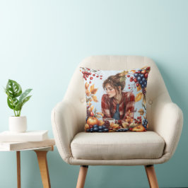 Cozy Autumn-Themed Throw Pillow クッション