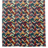 Cozy Autumn Tones Weave Pattern シャワーカーテン (正面)