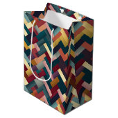 Cozy Autumn Tones Weave Pattern ミディアムペーパーバッグ (正面アングル)