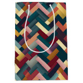 Cozy Autumn Tones Weave Pattern ミディアムペーパーバッグ (正面)