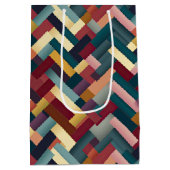 Cozy Autumn Tones Weave Pattern ミディアムペーパーバッグ (裏面)