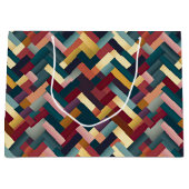 Cozy Autumn Tones Weave Pattern ラージペーパーバッグ (正面)