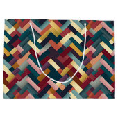 Cozy Autumn Tones Weave Pattern ラージペーパーバッグ (裏面)