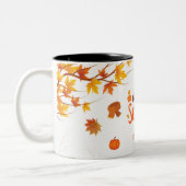 Cozy Autumn Vibes Mug – Fall Coffee Cup with Leave ツートーンマグカップ (左)