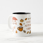 Cozy Autumn Vibes Mug – Fall Leaves Coffee Cup 11o ツートーンマグカップ (正面左)