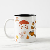 Cozy Autumn Vibes Mug – Fall Leaves Coffee Cup 11o ツートーンマグカップ (左)