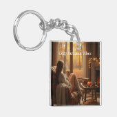 Cozy Autumn Vibes | Personalized Fall Cabin Window キーホルダー (正面左)