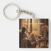 Cozy Autumn Vibes | Personalized Fall Cabin Window キーホルダー (正面)