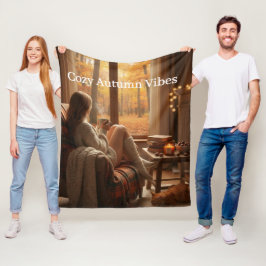 Cozy Autumn Vibes | Personalized Fall Cabin Window フリースブランケット