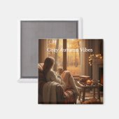 Cozy Autumn Vibes | Personalized Fall Cabin Window マグネット (正面/裏面)