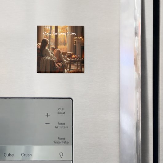 Cozy Autumn Vibes | Personalized Fall Cabin Window マグネット (インサイチュ (冷蔵庫))