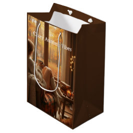 Cozy Autumn Vibes | Personalized Fall Cabin Window ミディアムペーパーバッグ