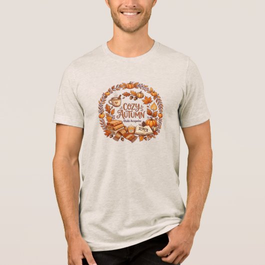 Cozy Autumn Wreath / Otoño Acogedor トライブレンドTシャツ (正面)
