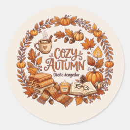 Cozy Autumn Wreath / Otoño Acogedor ラウンドシール