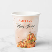 Cozy Autumnal Gold Orange Watercolor Pumpkin Fall  紙コップ (正面)