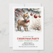 Cozy baby deer winter scene Christmas party invite 招待状 (正面)