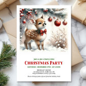 Cozy baby deer winter scene Christmas party invite 招待状