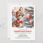 Cozy baby fawn wintery scene watercolor editable  招待状 (正面)