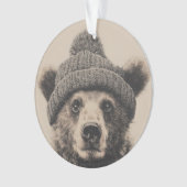 Cozy Bear in Beanie - Cute Winter Animal  オーナメント (正面)