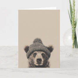 Cozy Bear in Beanie - Cute Winter Animal  カード