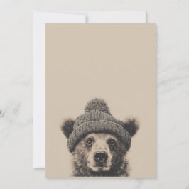 Cozy Bear in Beanie - Cute Winter Animal  シーズンカード
