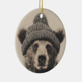 Cozy Bear in Beanie - Cute Winter Animal セラミックオーナメント (右)