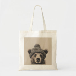 Cozy Bear in Beanie - Cute Winter Animal  トートバッグ