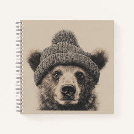 Cozy Bear in Beanie - Cute Winter Animal  ノートブック