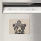 Cozy Bear in Beanie - Cute Winter Animal  マグネット (インサイチュ (食洗機))
