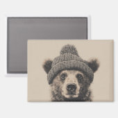Cozy Bear in Beanie - Cute Winter Animal  マグネット (正面/裏面)