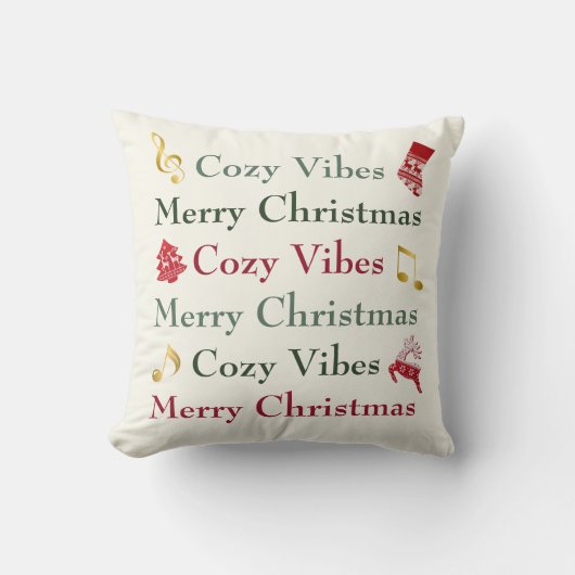 Cozy Bench Cozy Vibes Throw Pillow クッション (正面)
