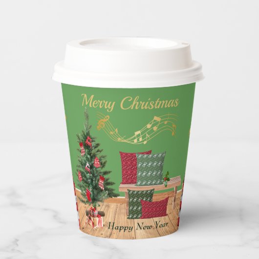 Cozy Bench Merry Christmas Paper cup 紙コップ (正面)