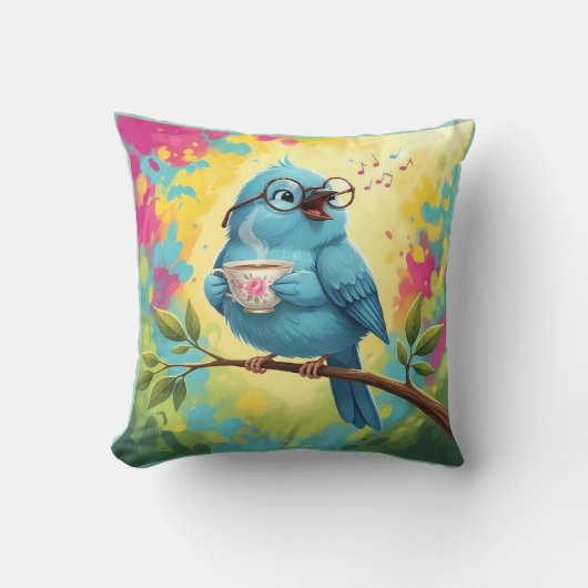 Cozy Bird Throw Pillow クッション (正面)