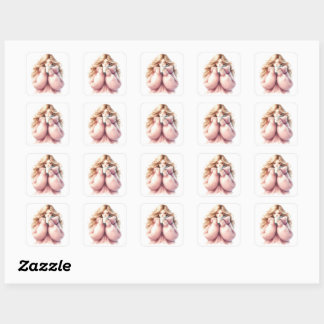 Cozy Blonde Girl Sticker – Watercolor Winter  スクエアシール