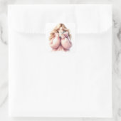 Cozy Blonde Girl Sticker – Watercolor Winter  スクエアシール (バッグ)