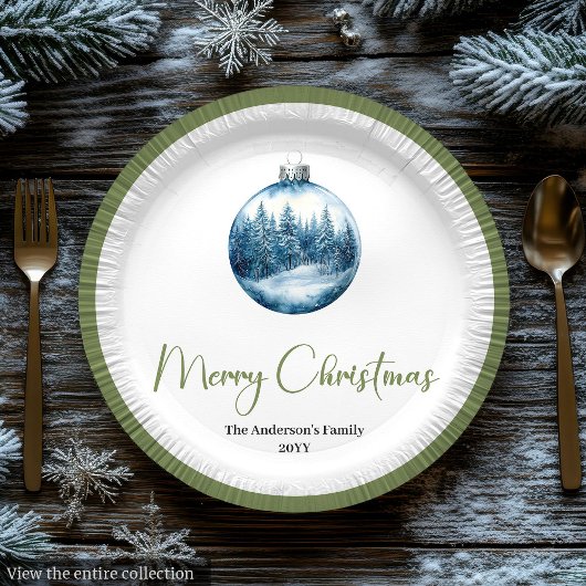 Cozy Bohemian Winter Scene Christmas Party Plates ペーパープレート