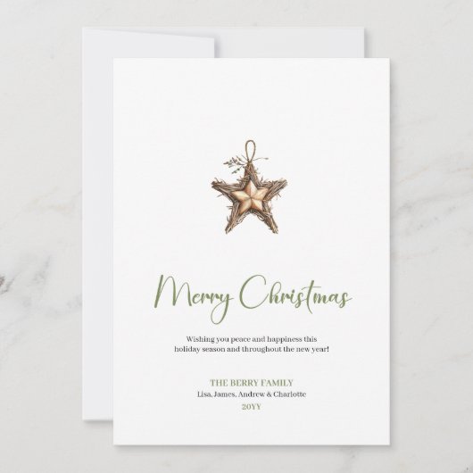 Cozy Boho Botanical Minimalist Holiday Greeting シーズンカード (正面)