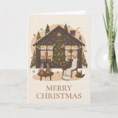 Cozy Boho Cabin Christmas Greeting Card シーズンカード (正面)