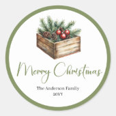 Cozy Boho Classic Holiday Gift Wrap Round Stickers ラウンドシール (正面)