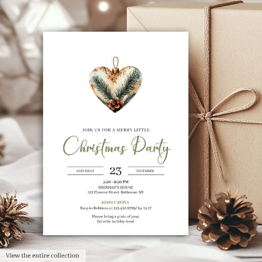 Cozy Boho Earthy Botanical Christmas Dinner Invitе 招待状