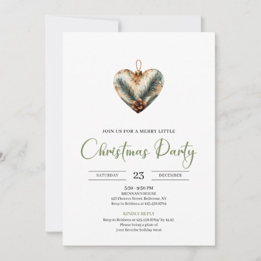 Cozy Boho Earthy Botanical Christmas Dinner Invitе 招待状 (正面)